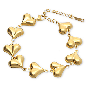 Roestvrij stalen (RVS) Stainless steel armbanden hartjes Gold