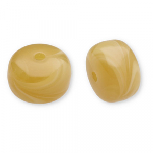 Acryl kralen disc Ochre yellow-white