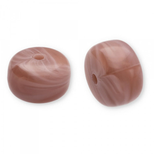Acryl kralen disc Taupe brown-white