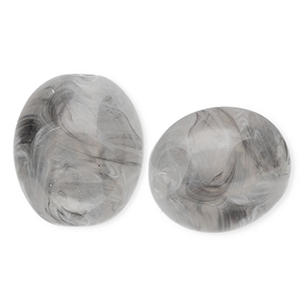 Acryl kralen ovaal Grey-marble