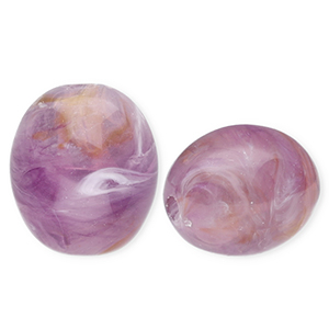 Acryl kralen ovaal Purple-brown-marble