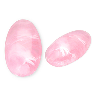 Acryl kralen langwerpig ovaal Pink-marble
