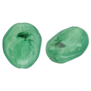 Acryl kralen ei-vormig Dark green-marble