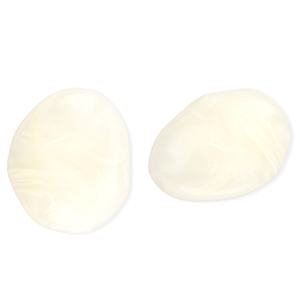 Acryl kralen ei-vormig Off white-marble