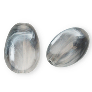 Acryl kralen ovaal Grey-marble