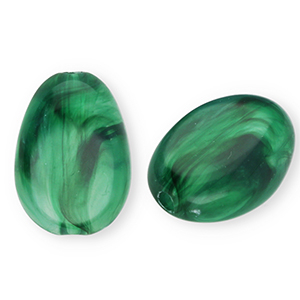 Acryl kralen ovaal Dark green-marble