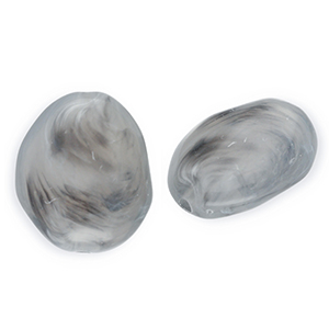 Acryl kralen ei-vormig Grey-marble
