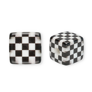 Acryl kralen vierkant met blokjes Black-white