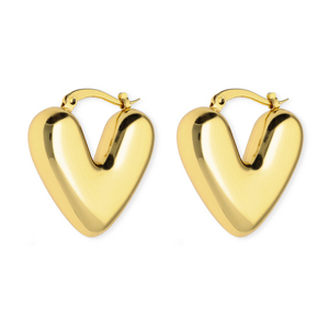 Roestvrij stalen (RVS) Stainless steel oorbellen / creolen hart Gold