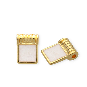 Bedels DQ&reg; metaal vierkant Goud-pearl white (nikkelvrij)