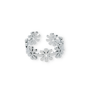 Roestvrij stalen (RVS) Stainless steel ringen bloem Silver