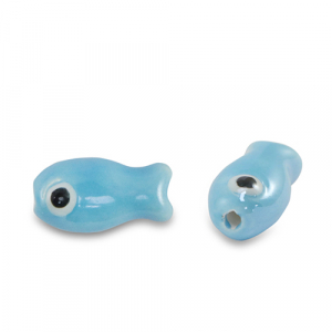 Keramiek kralen vis Sky blue