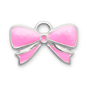 Roestvrij stalen (RVS) Stainless steel bedels strik Silver-pink