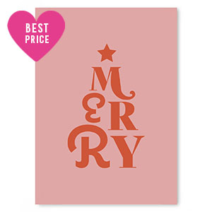 Sieraden kaartjes "Merry" Pink-red