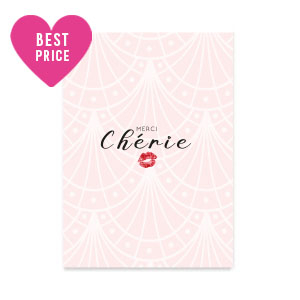 Sieraden kaartjes "Merci Ch&eacute;rie" Light pink