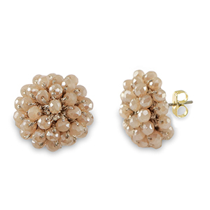 Top facet oorbellen met oogje Beige