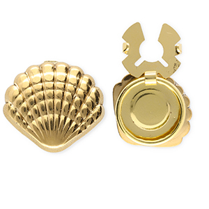 Roestvrij stalen (RVS) Stainless steel button covers schelp Gold