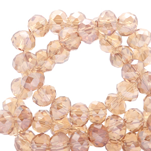 Top Facet kralen 6x4 mm disc Light pink-top shine coating