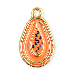 Roestvrij stalen (RVS) Stainless steel bedels papaya Coral orange-green
