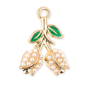 Bedels metaal tulpen met parels Gold-green-white