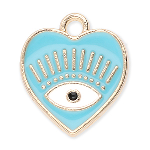 Bedels metaal hart Alziend oog Gold-blue-white