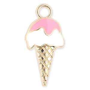 Bedels metaal ijslolly Gold-white-light pink