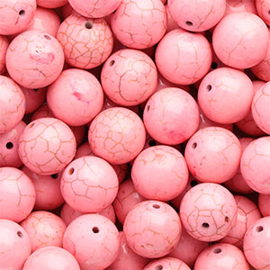 Kralen keramiek 16mm Pink