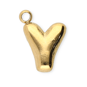 Roestvrij stalen (RVS) Stainless steel bedels letter Y Gold