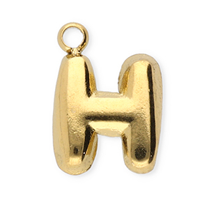 Roestvrij stalen (RVS) Stainless steel bedels letter H Gold