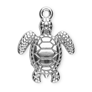 Roestvrij stalen (RVS) Stainless steel bedels schildpad Silver
