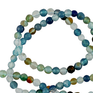 Natuursteen kralen 3mm facet geslepen Multicolour blue