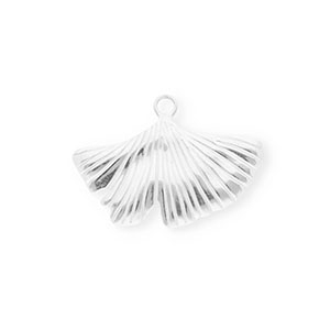 Roestvrij stalen (RVS) Stainless steel bedels ginkgo blad Silver