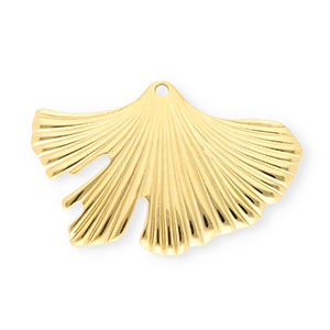 Roestvrij stalen (RVS) Stainless steel bedels ginkgo blad Gold