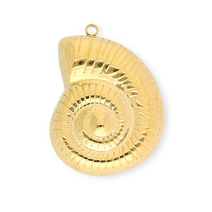 Roestvrij stalen (RVS) Stainless steel bedels schelp Gold