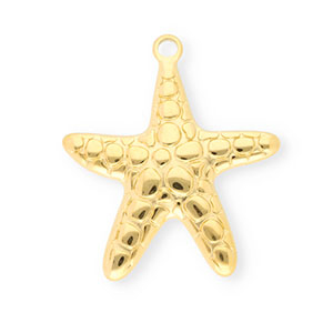Roestvrij stalen (RVS) Stainless steel bedels zeester Gold