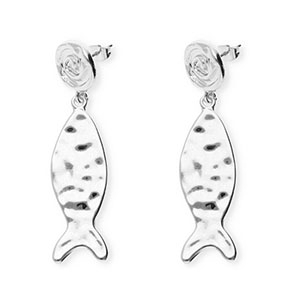 Trendy oorbellen&nbsp;/&nbsp;oorstekers spiraal & vis met RVS steker Silver