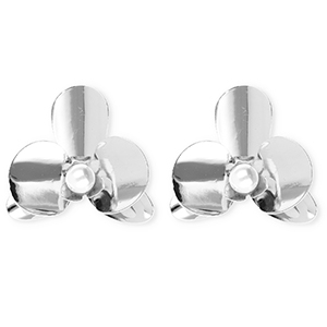 Statement oorbellen&nbsp;/&nbsp;oorstekers bloem met imitatieparel met RVS steker Silver-white