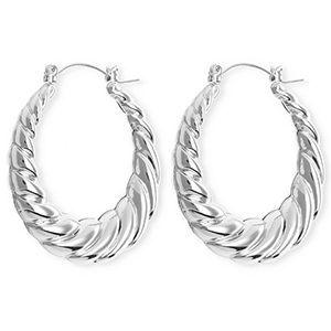 Statement oorbellen&nbsp;/&nbsp;creolen twisted met RVS steker Silver