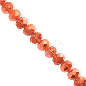 Top Facet kralen 8x6mm disc Coral orange-pearl shine coating