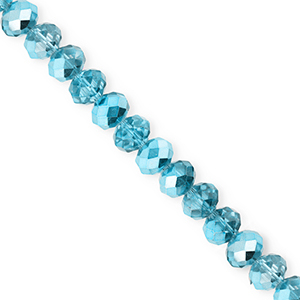 Top Facet kralen 6x5mm disc Teal blue-pearl shine coating