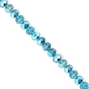 Top Facet kralen 4x3mm disc Teal blue-pearl shine coating