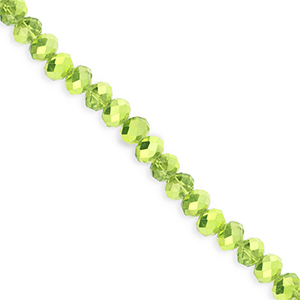 Top Facet kralen 4x3mm disc Green-pearl shine coating