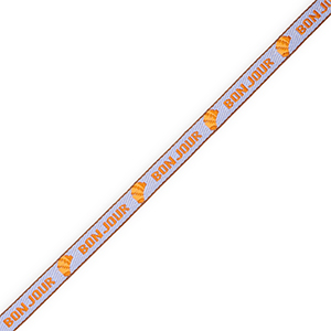 BY31&reg; Lint met tekst "Bonjour" Lavender blue-orange-brown