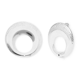 Roestvrij stalen (RVS) Stainless steel onderdelen oorbellen / oorstekers rond met oogje Silver