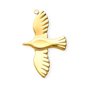 Roestvrij stalen (RVS) Stainless steel bedels vogel Gold