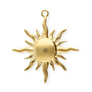 Roestvrij stalen (RVS) Stainless steel bedels zon Gold