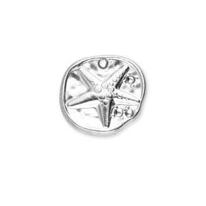 Roestvrij stalen (RVS) Stainless steel bedels rond met zeester Silver