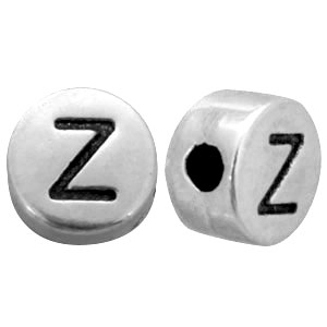 DQ metalen letterkraal Z Antiek zilver (nikkelvrij)