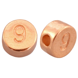 DQ metalen cijferkralen # 9  Ros&eacute; goud (nikkelvrij)