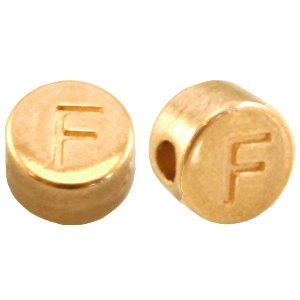 DQ metalen letterkraal F Goud (nikkelvrij)